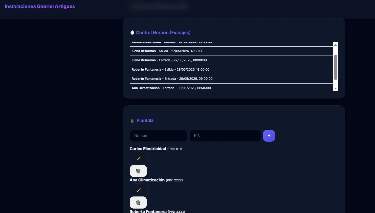Control de operarios en obra screenshot 2